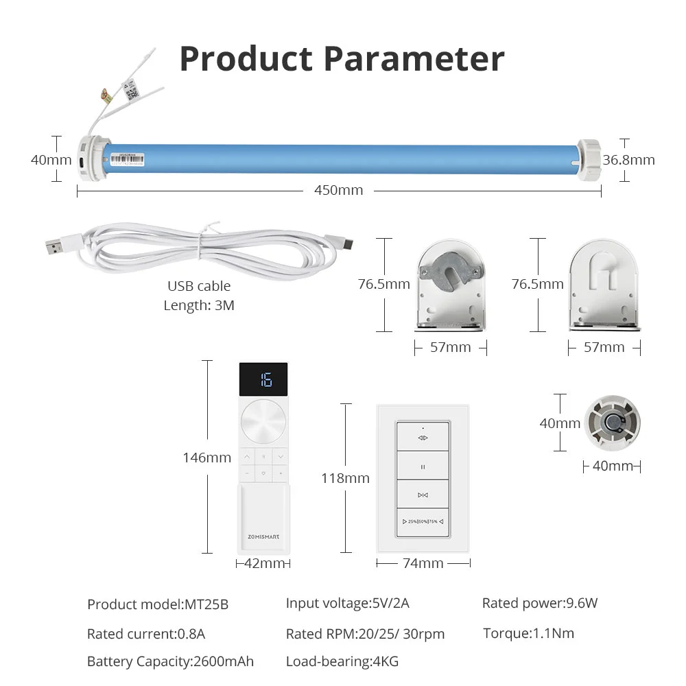 Zemismart MT25B Roller Motor Matter Over Thread